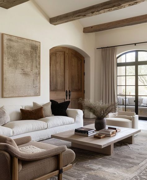 Rustic elegance meets modern comfort. This living room seamlessly combines rustic charm with modern elegance. The exposed wooden beams and earthy tones create a warm, inviting atmosphere, while the minimalist furniture and decor add a touch of contemporary sophistication. The trick to achieving a balanced rustic-modern look? Blend natural materials like wood and stone with clean-lined furniture and neutral colour palettes. What do you love most about this style fusion? Let us know in the c...