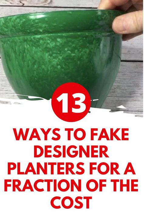 DIY Planter Makeovers Diy Planter Boxes Outdoor Cheap, Diy Big Planters Pots, Cheap Planter Ideas, Yard Hacks, Planter Makeover, Cheap Planters, Designer Planters, Diy Planters Indoor, Cheap Flower Pots