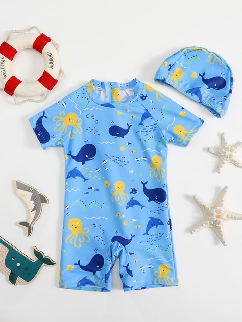 Korean Swimwear, Baby Boy Cartoon, Baby Boy Swimwear, Cartoon High, Swimwear Aesthetic, Boy Cartoon, Baby Swimwear, Blue Cute, Baby Pics