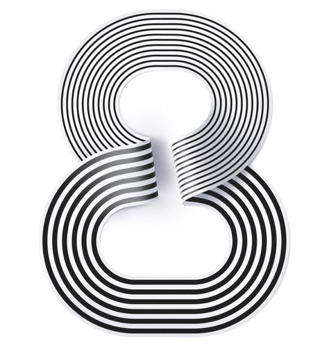 Number Eight, Cool Typography, Typography Graphic, Black And White Lines, Black And White Stripes, Typography Letters, Typography Inspiration, Typography Fonts, Typography Logo