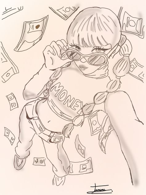 Money Pink Drawing, صفحات التلوين, Cool Pencil Drawings, Kpop Drawings, Easy Drawings Sketches, Easy Doodles Drawings, Cute Doodles Drawings, Arte Inspo, Art Drawings Sketches Creative