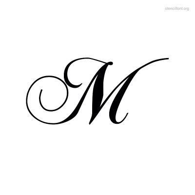 Stencil Font, Cursive Writing, Letter M, Writing, White, Black