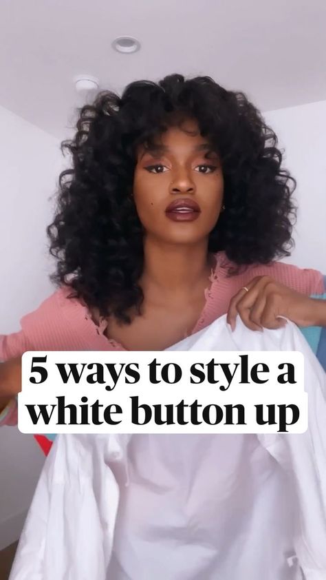 5 Ways To Style A White Button Up | Diy fashion, Fashion hacks clothes, Fashion tips Clean Girl Fall Outfits, Clean Girl Fall, Black Woman Aesthetic, Girl Fall Outfits, Outfit Ideas Black, Shirt Hacks, Diy Fashion Hacks, Kleidung Diy, Diy Clothes Life Hacks