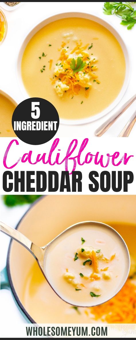 Cream Of Cauliflower Soup Recipe, Cauliflower Cheddar Soup, Cauliflower Cheddar, Cauliflower Cheese Soup, Freezer Soups, Cauliflower Cheese Soups, Cheesy Cauliflower Soup, Keto Vegetables, Creamy Soups