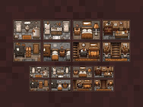 Detective Puzzles: Rooms Pixel Room Art, Detective Puzzles, Pixel Art Interior, Pixel Art Room, Top Down Pixel Art, Pixel Kawaii, How To Pixel Art, Top Down Game, Pixel Game