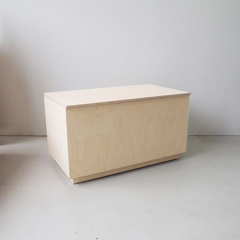 Bench Seat Storage or Toy Chest Designed + Made by So WattThe Nora Bench Box is a minimalists dream piece. Keep your space tidy while providing a bit of extra seating. Originally designed as a custom commission for a dining area, this storage chest can be used anywhere. At the end of a bed, in a hallway or as a coffee table. Made from high grade Birch Plywood with subtle angled handle detail, Nora is finished with a low VOC natural water based durable finish in colours specially formulated by So Bench Seat Storage, Plywood Bench, Plywood Storage, Movable Storage, Outdoor Storage Bench, Storage Bench Seating, Plywood Boxes, Wood Storage Box, Side Tables Bedroom