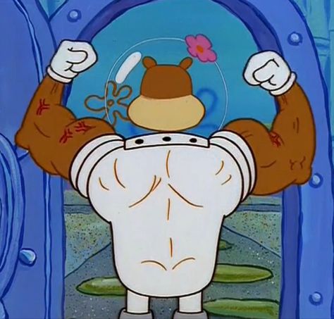 Spongebob Flexing, Muscular Spongebob, Spongebob Muscles, Sandy From Spongebob, Cartoon Gym, Spongebob Funny Pictures, Gym Meme, Gym Icon, Spongebob Meme