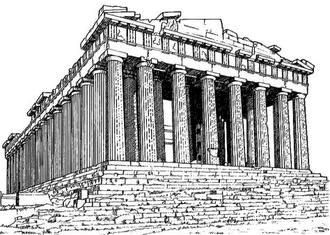 Parthenon Drawing, Architecture Activities, Ancient Greece Architecture, Parthenon Greece, Greece Drawing, Ancient Greek Costumes, Greece Architecture, Greek Architecture, The Parthenon