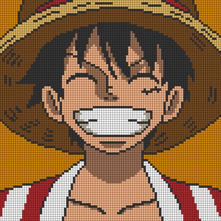 Pixel Art Pattern One Piece, One Piece Alpha Pattern, Anime Pixel Art Minecraft, Anime Alpha Pattern, Pixel Art Pattern Anime, Anime Pixel Art Grid, Anime Cross Stitch Patterns, Alpha Patterns Anime, Pixel Art Manga