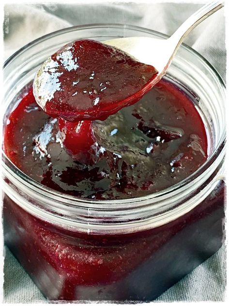 Cherry Rhubarb Jam Quick and Easy No Pectin Recipe | Planted365 Cherry Rhubarb Jam Recipe, Cherry Rhubarb Jam, Cherry Rhubarb, Cherry Jam Recipe, Easy Jam Recipe, Pectin Recipes, Ground Cherry, Sour Cherry Jam, Fruit Jam Recipes