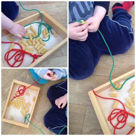 Pasta Threading, Art Provocations, Early Intervention, Physical Development, Activity Ideas, Home Learning, Food Themes, Childhood Education, Early Childhood Education