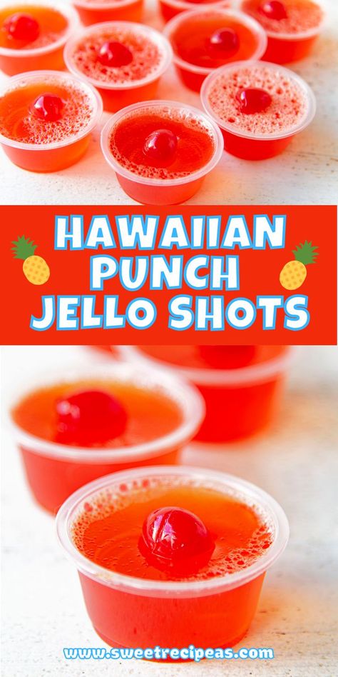 Shots Alcohol Recipes, Jello Shooters, Pineapple Jello, Jello Pudding Shots, Party Drinks Alcohol, Pudding Shots, Jello Shot Recipes, Hawaiian Punch, Shots Alcohol