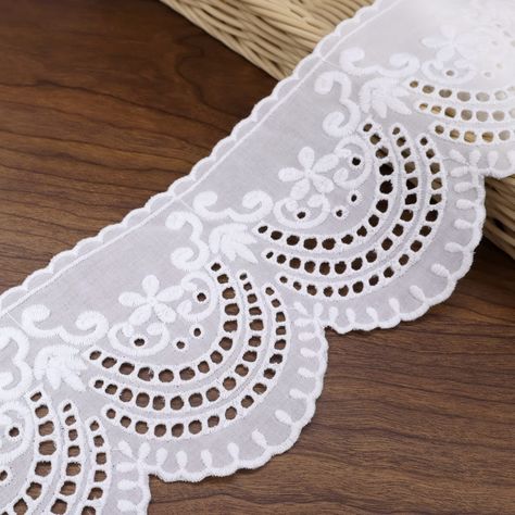 PRICES MAY VARY. Package:3 yards Length X 4 inch Width Ivory Eyelet Lace Trim Base Fabric:Cotton ; Embroidery Thread:Cotton,Soft touch and skin-friendly Color : Ivory；No elasticity New products are on the shelves.The shocking price!Hurry up to buy!Remember to get the Coupon!If you're looking for colorful or different designed lace, trim or edging check out IDONGCAI Store IDONGCAI Eyelet Lace Trim Cotton Embroidered Scalloped Floral Lace Fabric Trim for Garment Skirt Extender Wedding Home Decor D Pets Clothes, Skirt Extender, Making Dresses, Floral Lace Fabric, Wedding Home Decor, Dress Trims, Sewing Lace, Bed Skirts, Clothes Diy