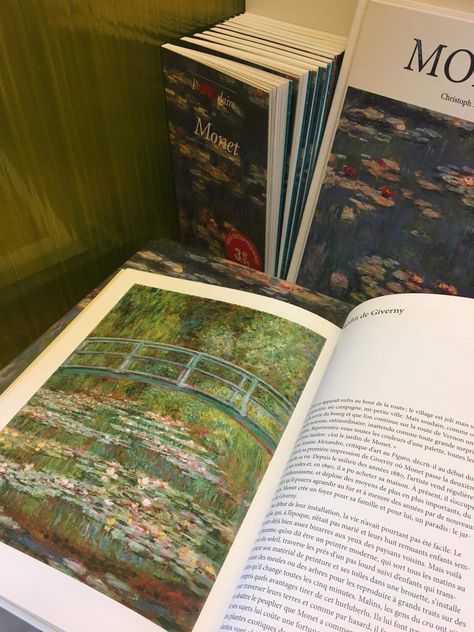 Book with Monet water lilies art green aestetic bookshop Artsie Aesthetic, Aesthetic Friends, Monet Art, Monet Paintings, Paris Aesthetic, Dream Gift, Tea Art, Random Pics, Just Friends