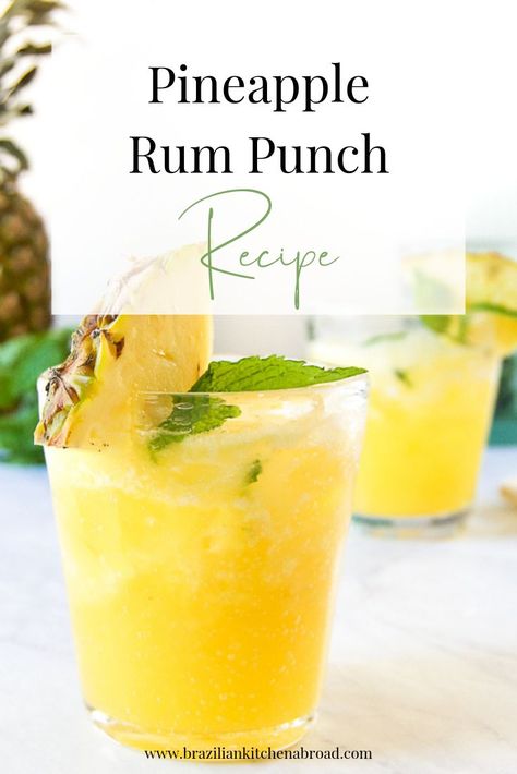 Brazilian Pineapple, Pineapple Rum Punch, Pineapple Cocktail Recipes, Screwdriver Cocktail, Rum Punch Recipe, Rum Punch Recipes, Pineapple Cocktail, Pineapple Drinks, Pineapple Rum