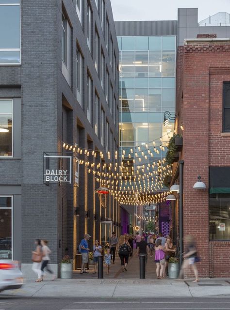 Urban Alley Design, Denver Architecture, Architecture Foundation, Pocket Park, Colorado Real Estate, Pedestrian Street, Urban Architecture, Street Furniture, Saint John