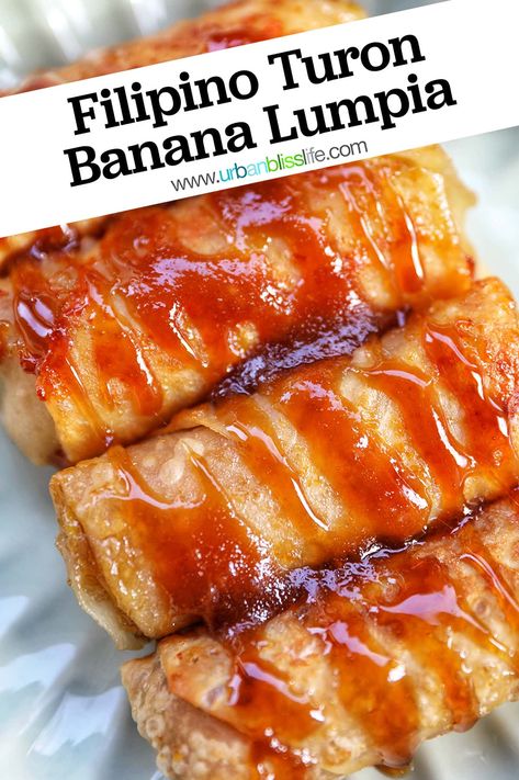 Banana Lumpia Recipe, Filipino Turon, Lumpia Recipe Filipino, Turon Recipe, Banana Lumpia, Fried Banana Recipes, Lumpia Recipe, Easy Filipino Recipes, Filipino Dessert Recipes