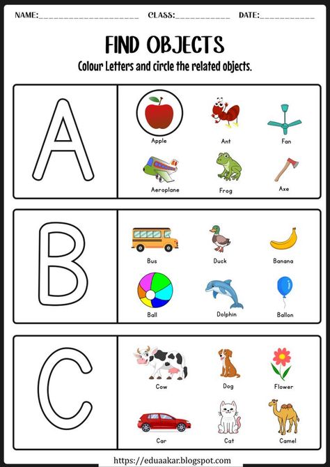 Alphabet Activities Kindergarten, Materi Bahasa Inggris, Preschool Activities Printable, Letter Worksheets For Preschool, Fun Worksheets For Kids, English Worksheets For Kindergarten, Alphabet Worksheets Kindergarten, Kids Worksheets Preschool, Kindergarden Activities