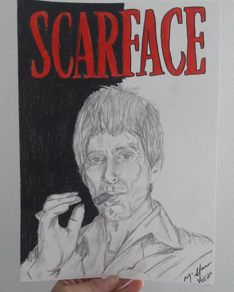 Tony montana #scarface #tonymontana #alpacino #movie #canson #unipinbrush #grafite #pentel #drawing #draw #sketchbook... Scarface Drawing Pencil, Scarface Drawing, Gangster Love Quotes, Wallpaper Ios, Tony Montana, Iphone Wallpaper Ios, Al Pacino, Drawings Simple, Family Art