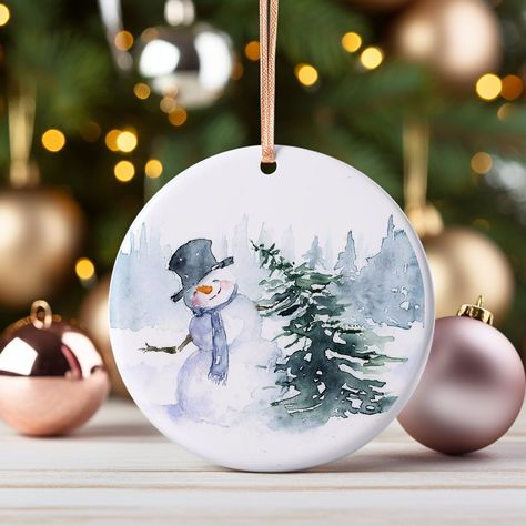 Watercolor Ornaments Christmas, Handpainted Christmas Ornaments Ideas, Painted Ornaments Christmas, Christmas Ornaments Painted, Unusual Christmas Ornaments, Watercolor Christmas Ornaments, Scenery Watercolor, Watercolor Ornaments, Hand Painted Christmas Ornaments