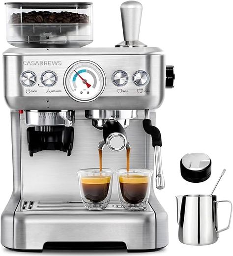 Amazon.com: CASABREWS Espresso Maker with Grinder, Professional Latte Machine with Milk Frother Steam Wand, Barista Espresso Coffee Machine with Removable Water Tank for Cappuccinos or Lattes, Gift for Mom Dad: Home & Kitchen Cappuccino Maker, Drip Coffee Makers, Cappuccino Machine, Automatic Coffee Machine, Milk Foam, Stainless Steel Cleaning, Coffee Photography, Espresso Maker, Coffee Is Life