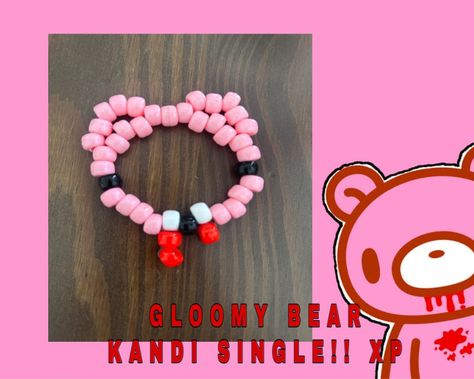 Sanrio Kandi Bracelets, Gloomy Bear Bracelet, Gloomy Bear Pixel Art Grid, Gloomy Bear, Gloomy Bear Perler, Gloomy Bear Kandi, Kandi Singles, Kandi Singles Ideas, Gir Bracelet Kandi