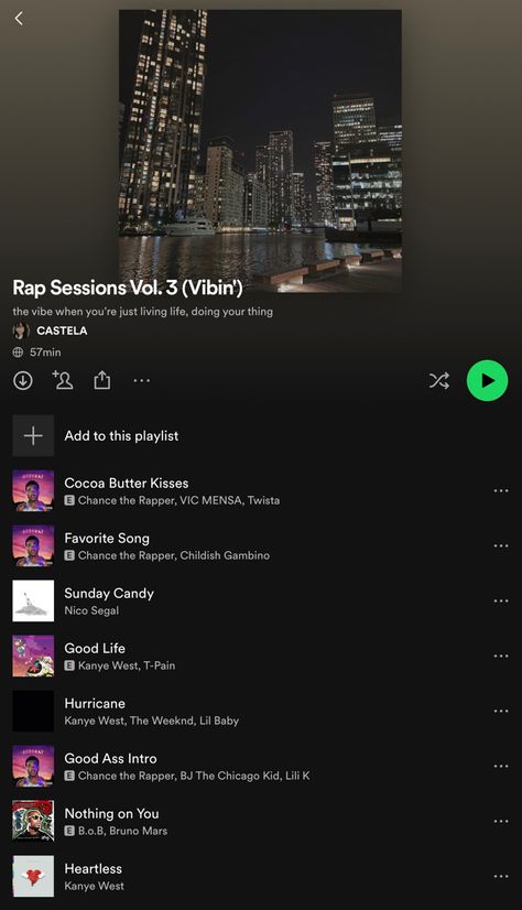 #spotify #playlist #rap #vibe Spotify Playlist Rap, Playlist Rap, Rap Playlist, Vic Mensa, Chicago Kids, Chance The Rapper, Childish Gambino, Lil Baby, Spotify Playlist