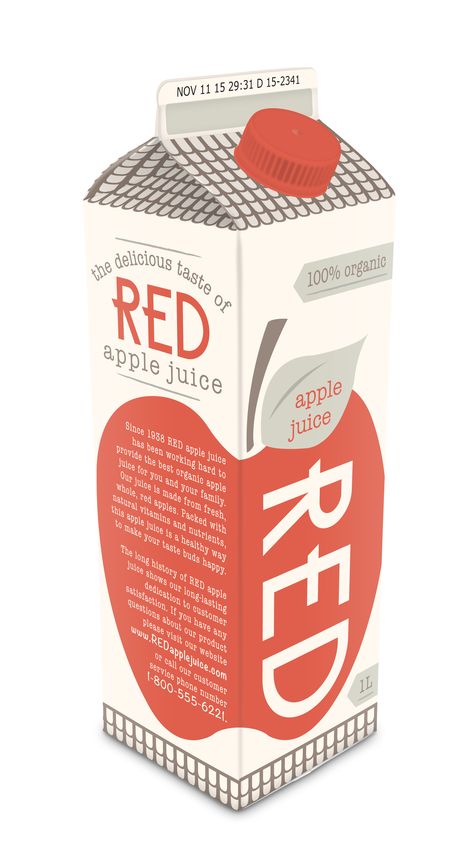 Apple juice packaging design. "Red" apple juice. Organic. One liter carton. Graphic Design. Juice Carton Design, Apple Graphic Design, Juice Carton Packaging, Juice Box Design, Juice Packaging Design Carton, Apple Juice Carton, Apple Juice Packaging, Orange Juice Packaging Design, Juice Packaging Design