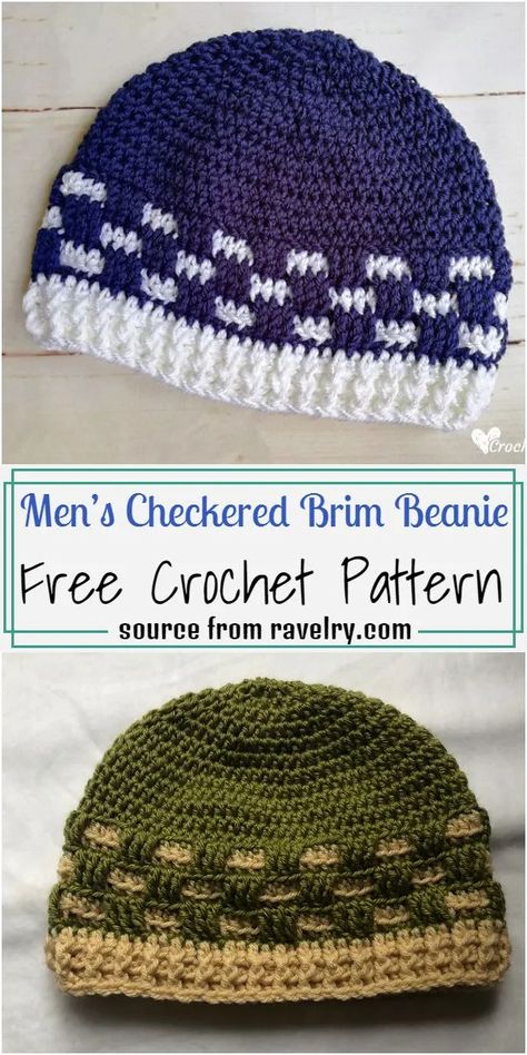 Crochet Mens Hat Pattern, Mens Hat Pattern, Beanie Pattern Free, Crochet Hats For Boys, Crochet Mens Hat, Easy Crochet Hat Patterns, Crochet Hat With Brim, Crochet Hat For Beginners, Fast Crochet