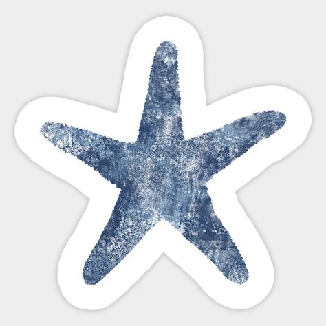 Indigo sponge painted starfish, or sea star, coastal art. -- Choose from our vast selection of stickers to match with your favorite design to make the perfect customized sticker/decal. Perfect to put on water bottles, laptops, hard hats, and car windows. Everything from favorite TV show stickers to funny stickers. For men, women, boys, and girls. Coastal Stickers, Painted Starfish, Surf Stickers, Beach Things, Aquatic Turtles, Sponge Painting, Coastal Granddaughter, Sea Star, Coastal Art