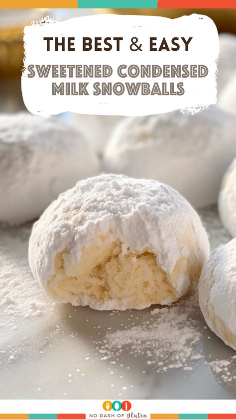 Condensed Milk Recipes Healthy, Condensed Milk Snacks, Non Sweet Snacks, Condensed Milk Snowballs Recipe, Sweet Condensed Milk Snowball Cookies, Sweetened Condensed Milk Candy Recipes, Condensed Milk Recipes Fudge, Egg Free Christmas Desserts, Dessert Recipes With Marshmallow Fluff