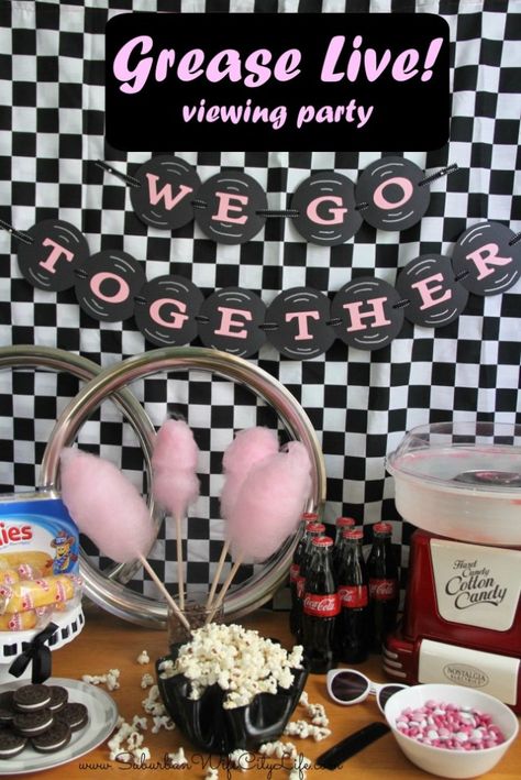 Grease Live! viewing party ideas Viewing Party Ideas, 1950s Party Ideas, Grease Themed Parties, Grease Theme, Grease Party, 50s Theme Parties, Sock Hop Party, Decade Party, Grease Live