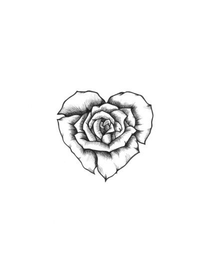 Heart rose Rose In Heart Tattoo, Small Rose Drawing, Tattoo Small Rose, Heart And Rose Tattoo, Heart Design Tattoo, Flower Rose Tattoo, Rose Tattoo Drawing, Tattoo Donna, Rose Bud Tattoo