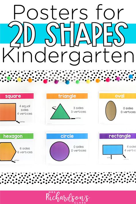 Take your students on a captivating journey through 2D shapes with this 2D Shapes unit! Designed for kindergarten and first grade classrooms, this resource offers a collection of engaging 2D shapes activities, anchor charts, and skill-building worksheets. Dive into the world of attributes and properties of 2D shapes, fostering a deep understanding of geometry concepts. Make learning fun and interactive as you guide your students through learning all about 2D shapes! Shapes Anchor Chart Kindergarten, 2d Shapes Kindergarten, Properties Of 2d Shapes, Shape Anchor Chart, 2d Shapes Activities, Plane Shapes, Pocket Chart Activities, Shapes Kindergarten, Teaching Posters