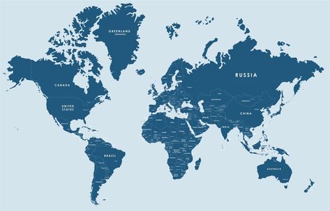 Blue vector world map complete with all countries and capital cities names. World Map With Country Names, World Map Infographic, World Map With Countries, Notion Ideas, Global Map, Blue Map, Capital Cities, Background Powerpoint, Map Background