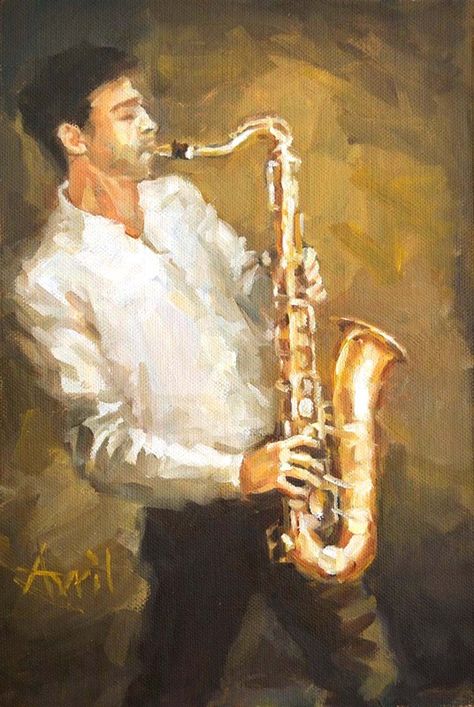 Avril Hattingh Saxophone Art, Jazz Painting, Arte Jazz, Street Musicians, Musician Art, Music Visualization, Jazz Art, Diy Watercolor Painting, Classical Art