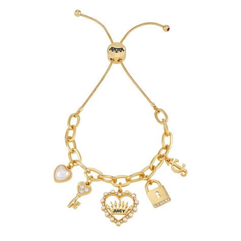 PRICES MAY VARY. Elevate your jewelry collection with the Juicy Couture Goldtone Adjustable Charm Slider Bracelet. This bracelet features a trendy and versatile design that's perfect for dressing up or down. Made with high-quality materials, this bracelet is built to last. The goldtone finish is polished to perfection, ensuring that this bracelet will maintain its beauty over time. The adjustable slider design allows for a perfect fit on any wrist size, making this Juicy Couture bracelet the ide Slider Design, Juicy Couture Bracelet, Gold Heart Bracelet, Cupcake Charms, Slider Bracelet, Juicy Couture Charms, Classic Bracelets, Pets For Sale, Taurus And Gemini