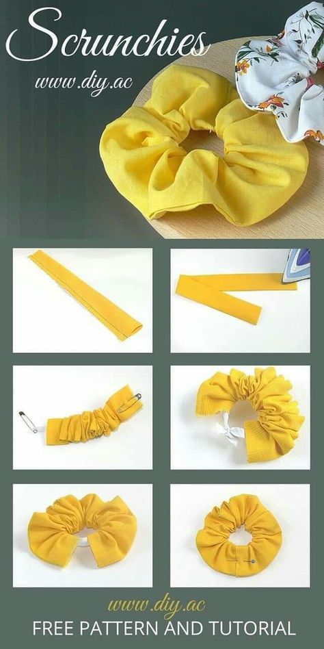 Sewing Pattern For Beginners, Anna Craft, How To Make Scrunchies, Projek Menjahit, Diy Hair Scrunchies, Scrunchies Diy, Sewing Machine Projects, Crafts Sewing Projects, Free Sewing Pattern