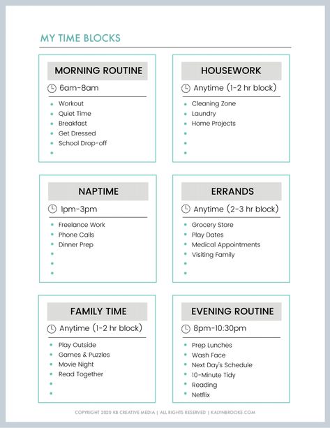 Time Blocking Printable, Time Management Printable, Organizing Time Management, Daily Routine Planner, Time Management Tools, Stop Wasting Time, Time Management Strategies, Day Schedule, Life Management