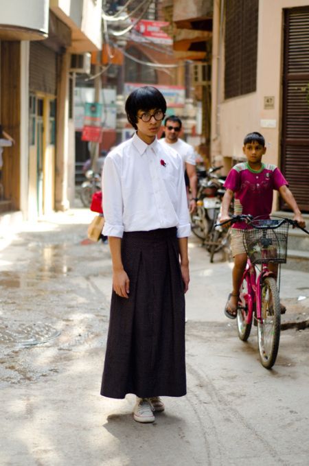 Delhi Street Style | Vibhash Sharma Phurailatpam, 20-something designer. From “the land of Jewels” Imphal. Lives & works in Delhi. Usually stitches his own clothes Delhi Street, Creative Economy, Fashion Baby, Delhi India, New Delhi, The Land, Written By, Baby Fashion, Desi