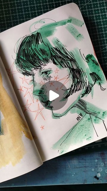 KaziNeha on Instagram: "♻️♻️♻️♻️♻️♻️
Got a new brush pen. So excited to do more stuff with it.
.
.
.
.
#sketchbook #art #sketchbookspread #markers #brushpen #stars #green #portraitsketch #tvgirl" Brushpens Art, 2024 Art, Portrait Sketches, Sketchbook Art, Tv Girls, Brush Pen, So Excited, Art Inspo, Do More