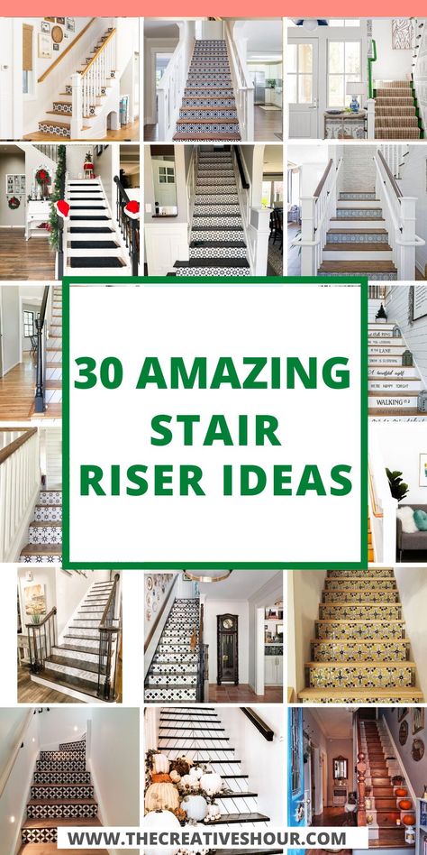 Discover a world of possibilities with these stair riser ideas! From painted masterpieces to stylish vinyl decals, find inspiration for black, decorative, and outdoor stair designs. Elevate your space with a touch of paint magic! Stair Riser Tile Spanish Style, Tiled Stair Risers Outdoor, Peel And Stick On Stair Risers, Painted Wooden Stairs Ideas, Stairs Exterior Design, Tiled Risers On Stairs, Talavera Tile Stair Risers, Diy Tile Stairs, Beautiful Stairs Design