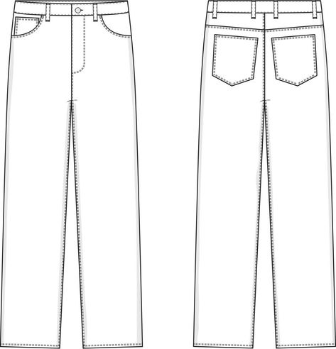 Mens Fashion Template, Denim Technical Drawing, Jeans Flat Sketch, Jeans Technical Drawing, Garments Illustration, Pants Technical Drawing, Pants Template, Pants Mockup, Stussy Wallpaper