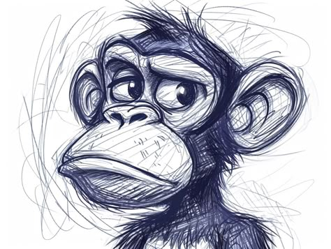 Animal Animation Drawing, Funny Animal Drawings Sketch, Cartoon Monkey Drawing Sketches, Funny Monkey Drawing, Funny Animal Sketches, Monkey Illustration Drawing, How To Draw Monkey, Animals Drawing Sketches, Fun Drawings Creative