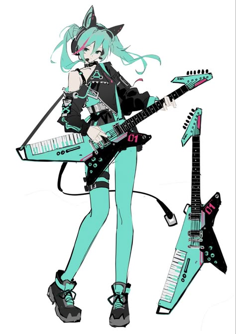 Hatsune Miku Design, Hatsune Miku Outfits, Miku Hatsune Vocaloid, Gambar Figur, 캐릭터 드로잉, Arte Sketchbook, Scott Pilgrim, 판타지 아트, 영감을 주는 캐릭터