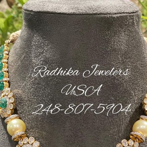 Radhika Jewelers USA on Instagram: "Certified Designer 18 carat Necklace from Radhika Jewellers, studded with Emeralds, Diamonds and Uncuts. We do insured overnight shipping across USA and Accept all type of payments.For full product details pls what’s app at 248-500-8070. . . Follow us on Facebook at https://www.facebook.com/radhikajewelers/ Follow us on Instagram at @radhikajewelersusa Follow us on Instagram at @radhikajewelersusa #uncutjeweley#bridal#southindian#jewlery#necklace#bridal Radhika Jewellers Usa, Radhika Jewellers, Jewlery Necklace, Necklace Bridal, Follow Us On Instagram, Emerald, Diamonds, Instagram, Design