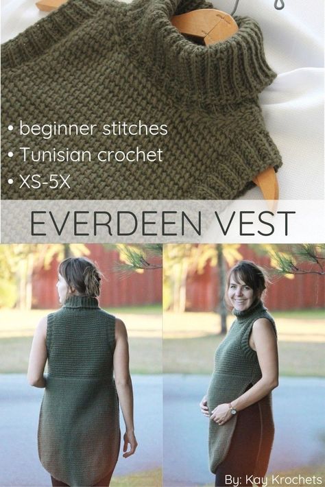 #crochet #crochetpattern #Tunisiancrochet #tunisiancrochetpattern #crochetdress #crochettop #crochetvest #hungergames Vest Top Pattern, Tunisian Crochet Free, Friends Crochet, Tunic Vest, Tunisian Crochet Pattern, Tunisian Crochet Hook, Wool Work, Tunisian Crochet Patterns, Tunisian Crochet Stitches