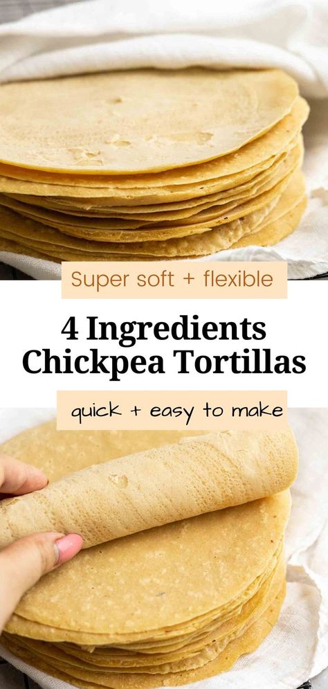 Chickpea Flour Recipes, Vegan Tortilla, Baking Powder Uses, Tortilla Recipe, Chickpea Recipes, Daily Recipes, Vegan Bread, Chickpea Flour, Losing 40 Pounds