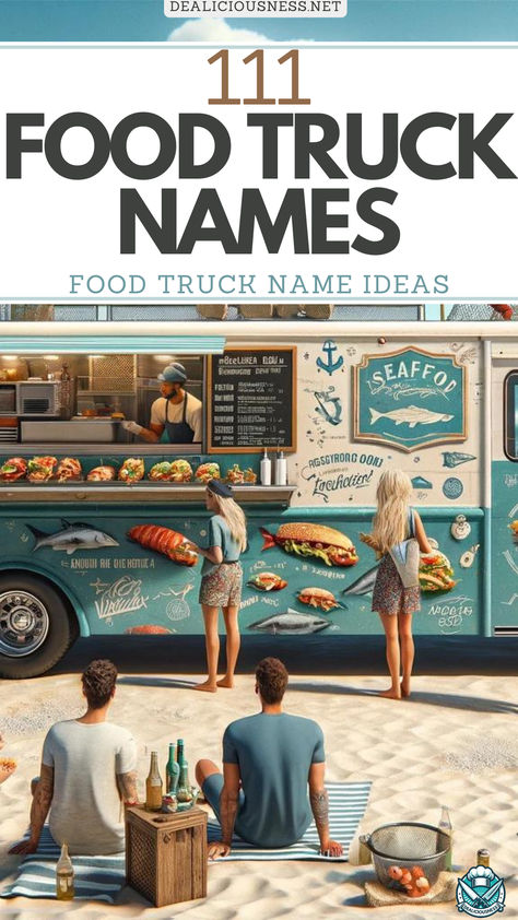 A good name can attract attention, evoke curiosity, and invite people to try your dishes. Here are 111 food truck name ideas you can use or get inspired by. You can twist on my idea or generate your own using my food truck name idea guide. Full Article At DEALiciousness.net Food Truck Desserts, Mexican Names, Food Truck Business Plan, Name Idea, Cake Pizza, Food Truck Menu, Truck Names, Mobile Food Trucks, Food Truck Business