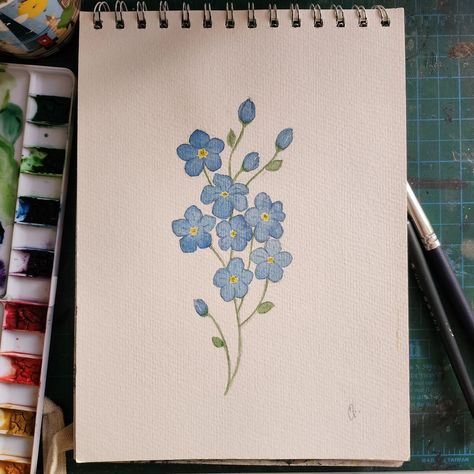 Forget-me-nots flower🌱 Painted with watercolor 🎨 #artbusiness #art #artist #artjourney #artistjop #artwork #arts #sellingart #fogetmenots #flower #flowerart #watercolor Draw Forget Me Nots Flower, Forget Me Not Line Art, Forget Me Not Flowers Drawing Simple, Forget Me Not Flowers Painting, Forget Me Not Flowers Drawing, Forget Me Not Art, Forget Me Not Watercolor, Forget Me Not Tattoo, Forget Me Nots Flowers